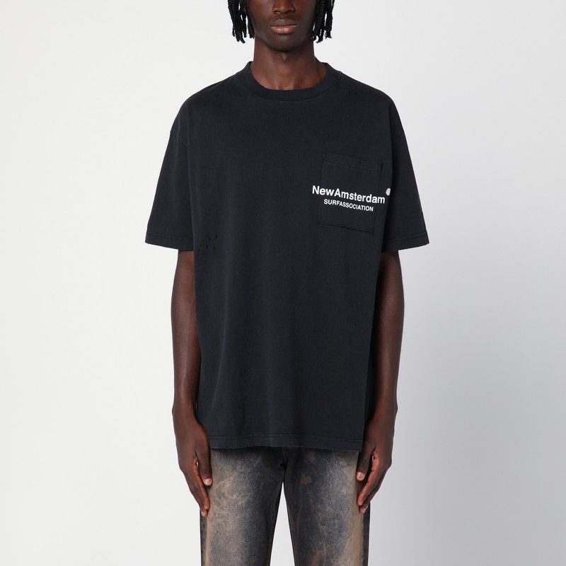 NEW AMSTERDAM SURF ASSOCIATION Oversized Cotton T-Shirt with Logo Print and Patch Pocket - FW24