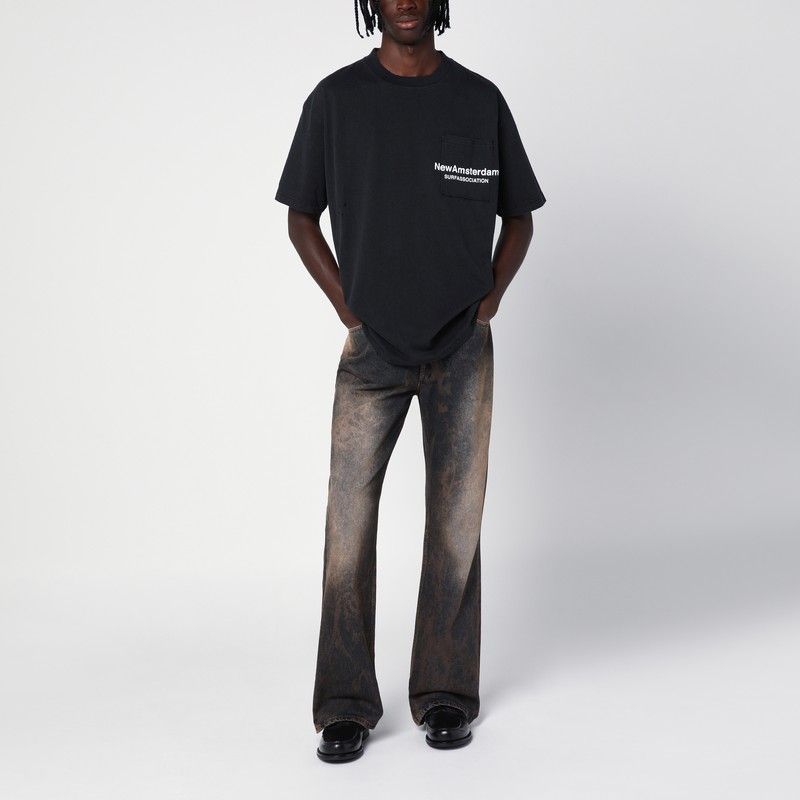 NEW AMSTERDAM SURF ASSOCIATION Oversized Cotton T-Shirt with Logo Print and Patch Pocket - FW24