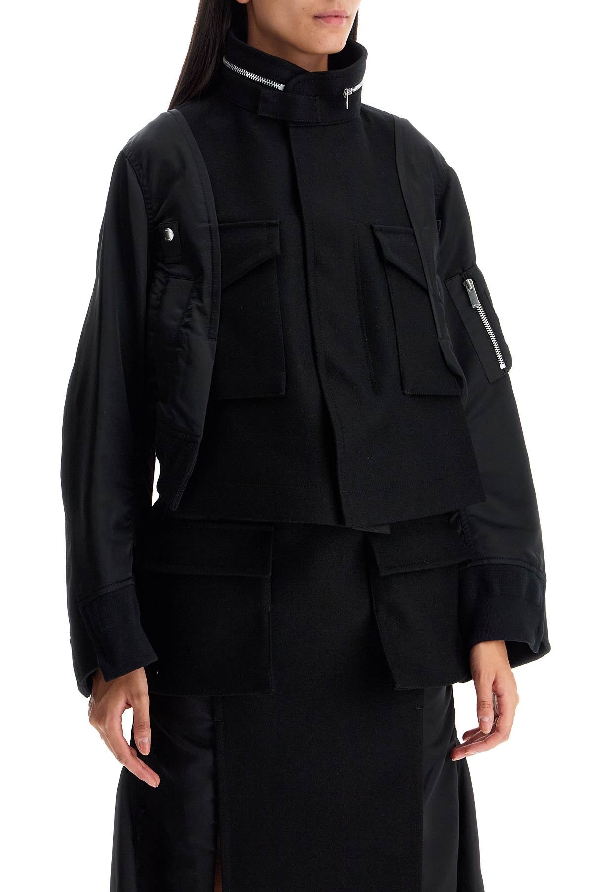 SACAI Wool and Nylon Bomber Jacket