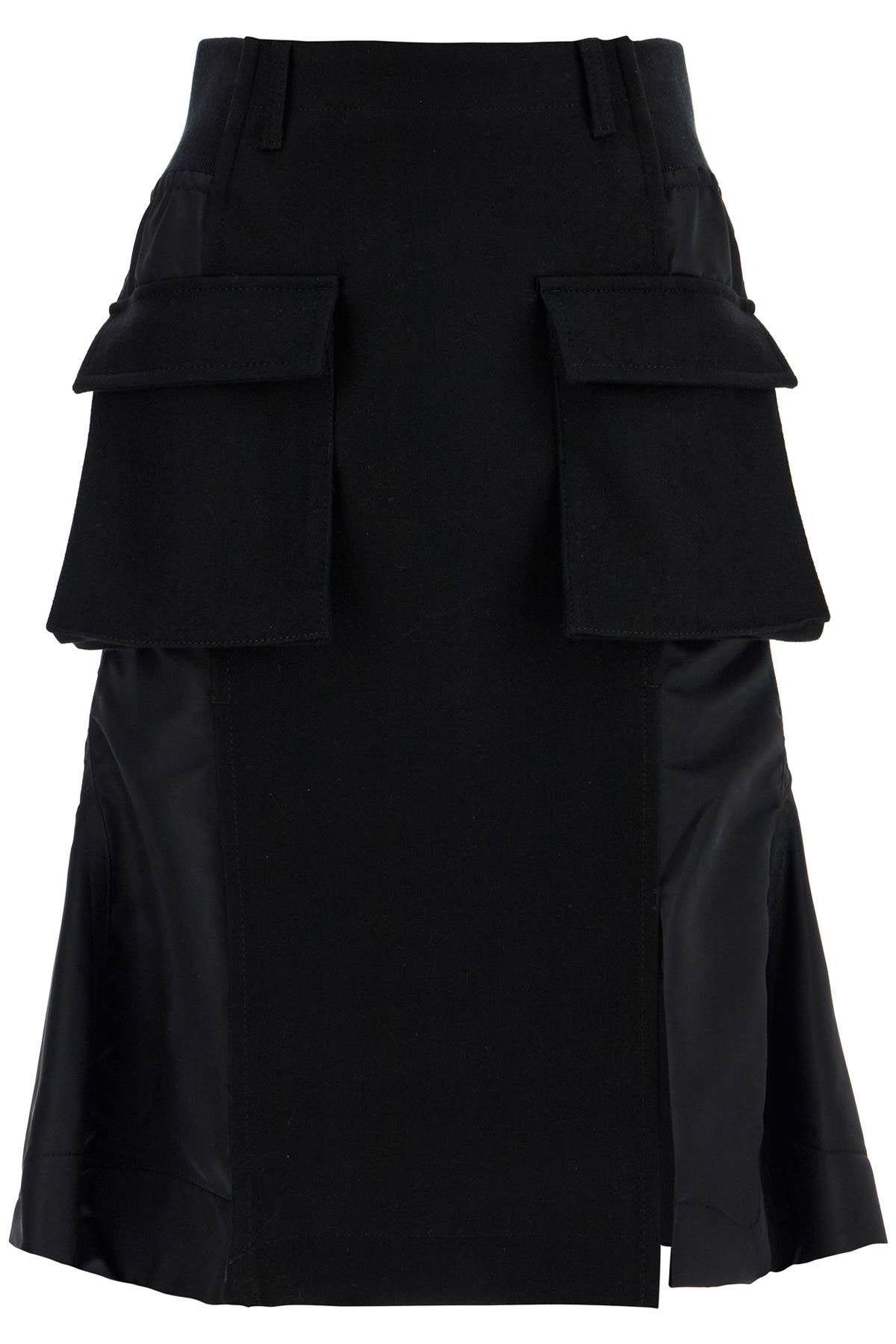 SACAI Wool Melton & Nylon Twill Skirt for Women