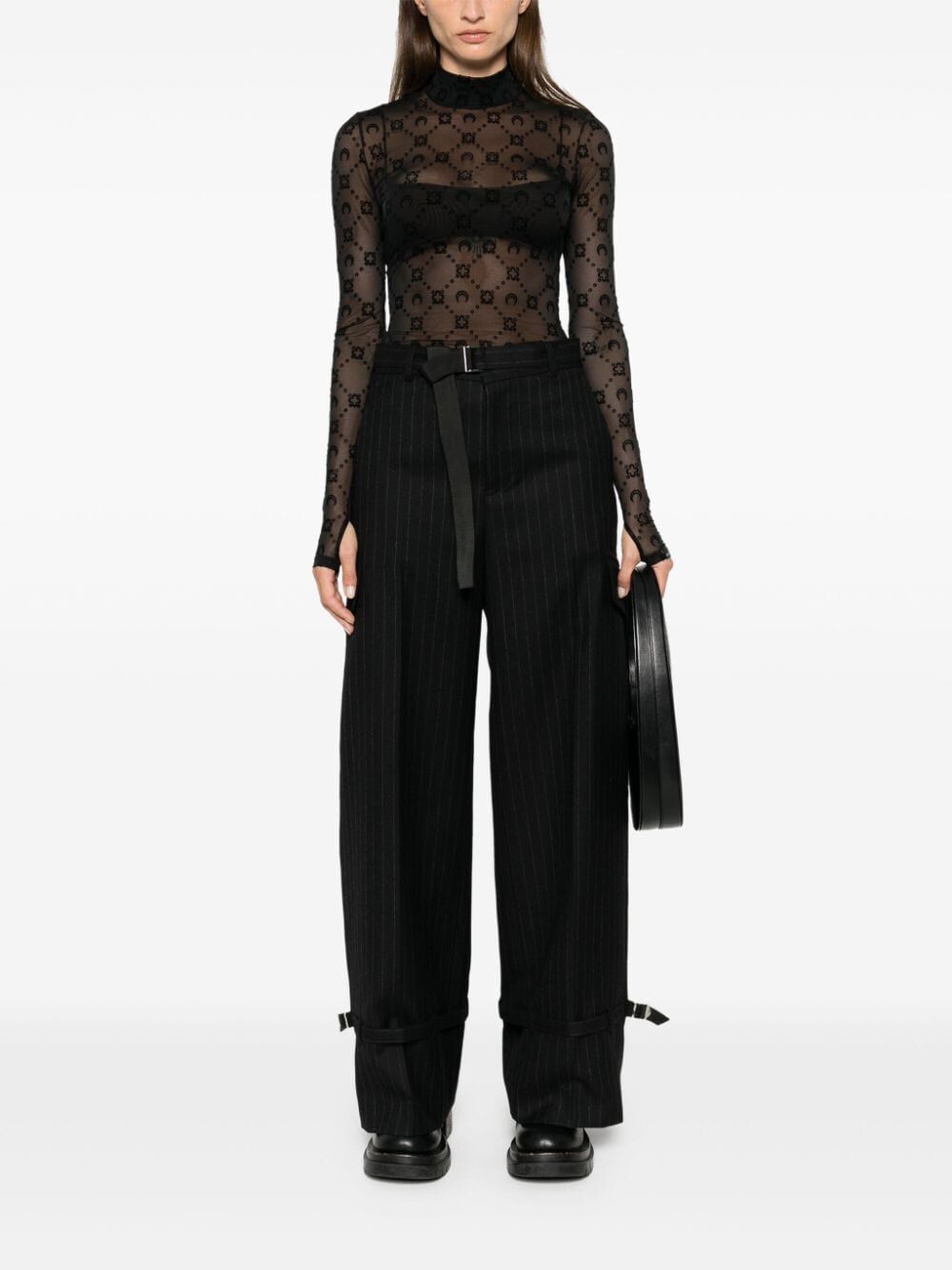 SACAI Chalk Stripe Wool Pants for Women - FW24