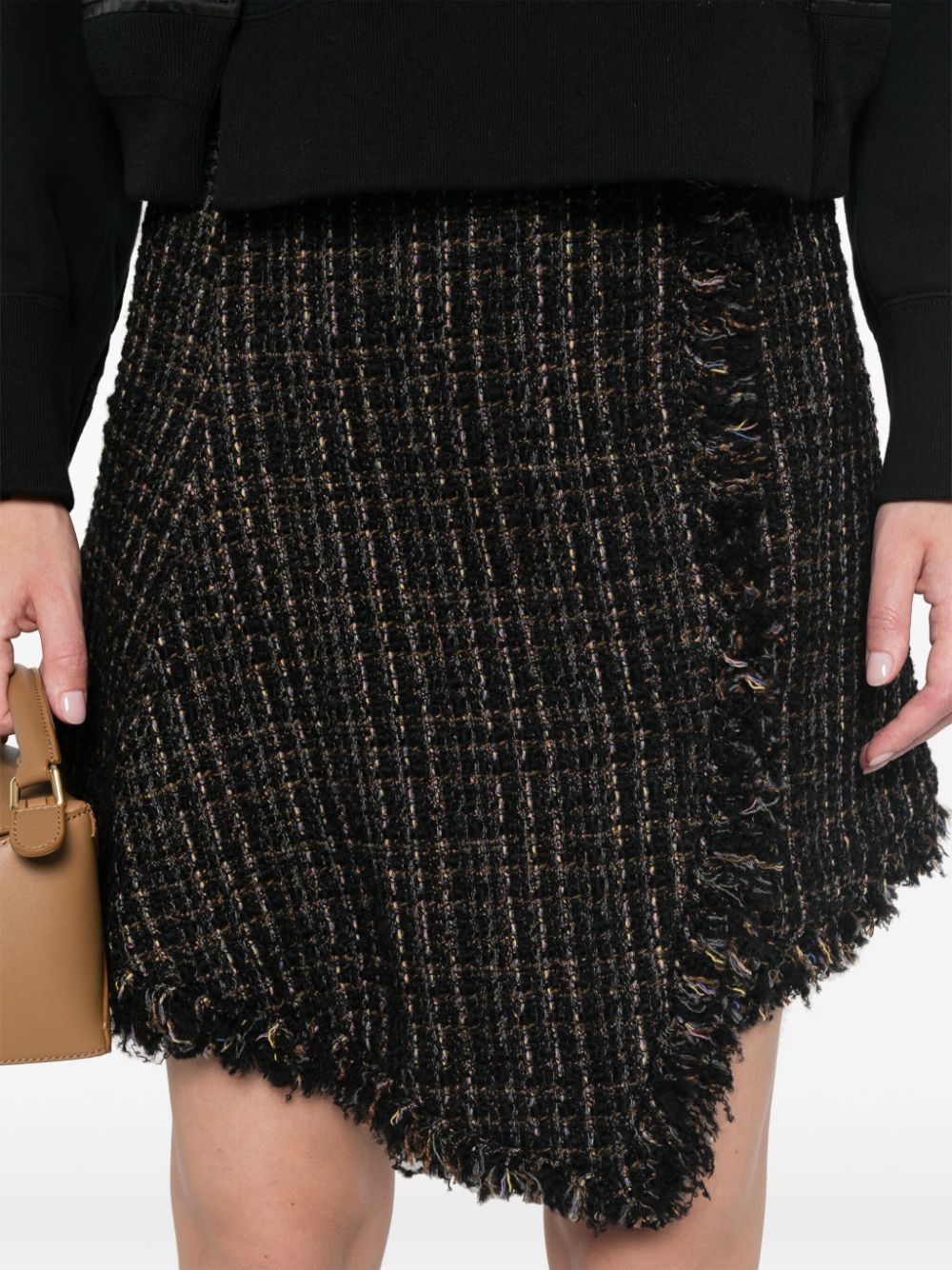 SACAI Chic Tweed Wrap Mini Skirt