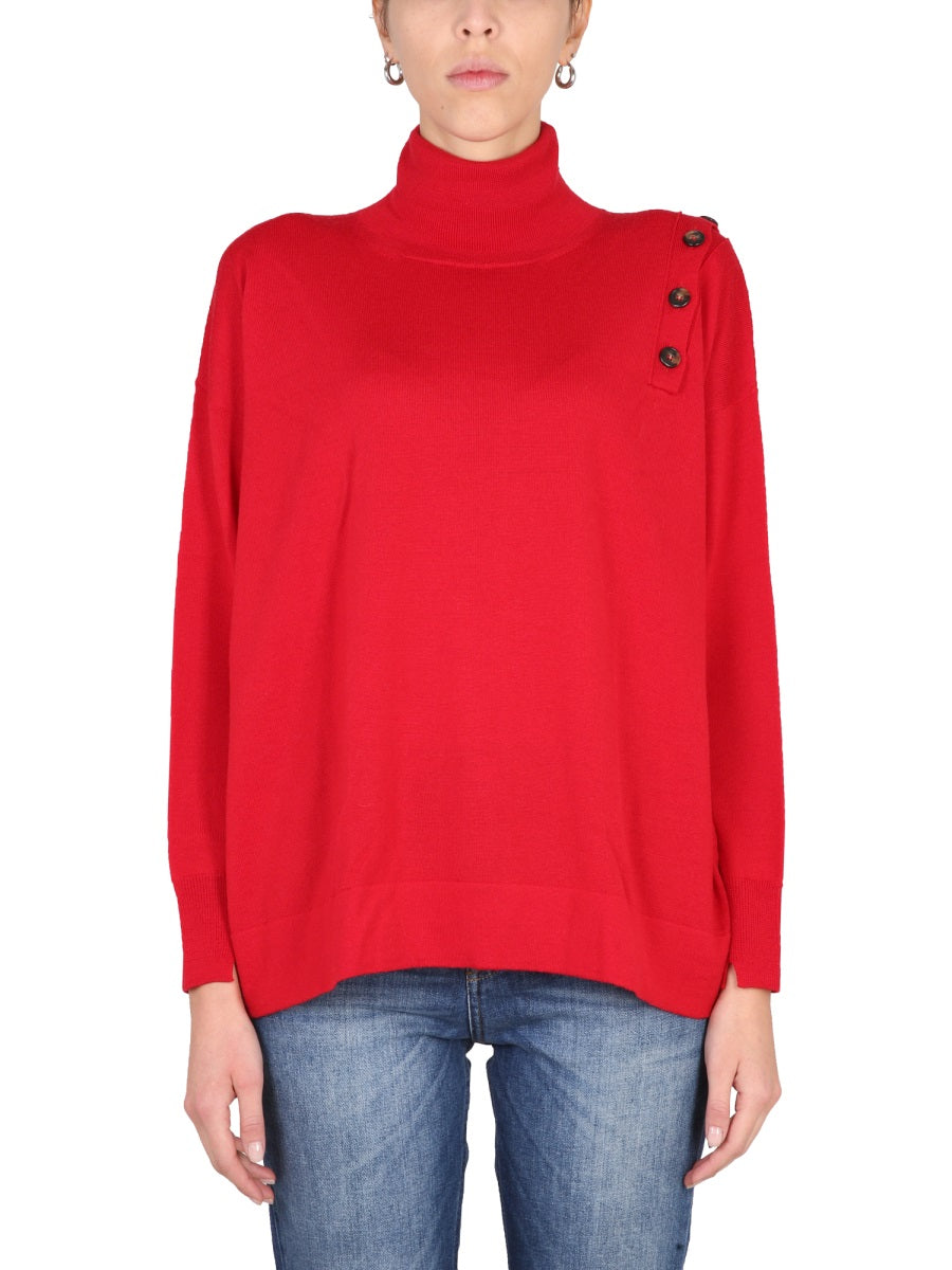 STEFANO MORTARI High Neck Shoulder Button Turtleneck Shirt