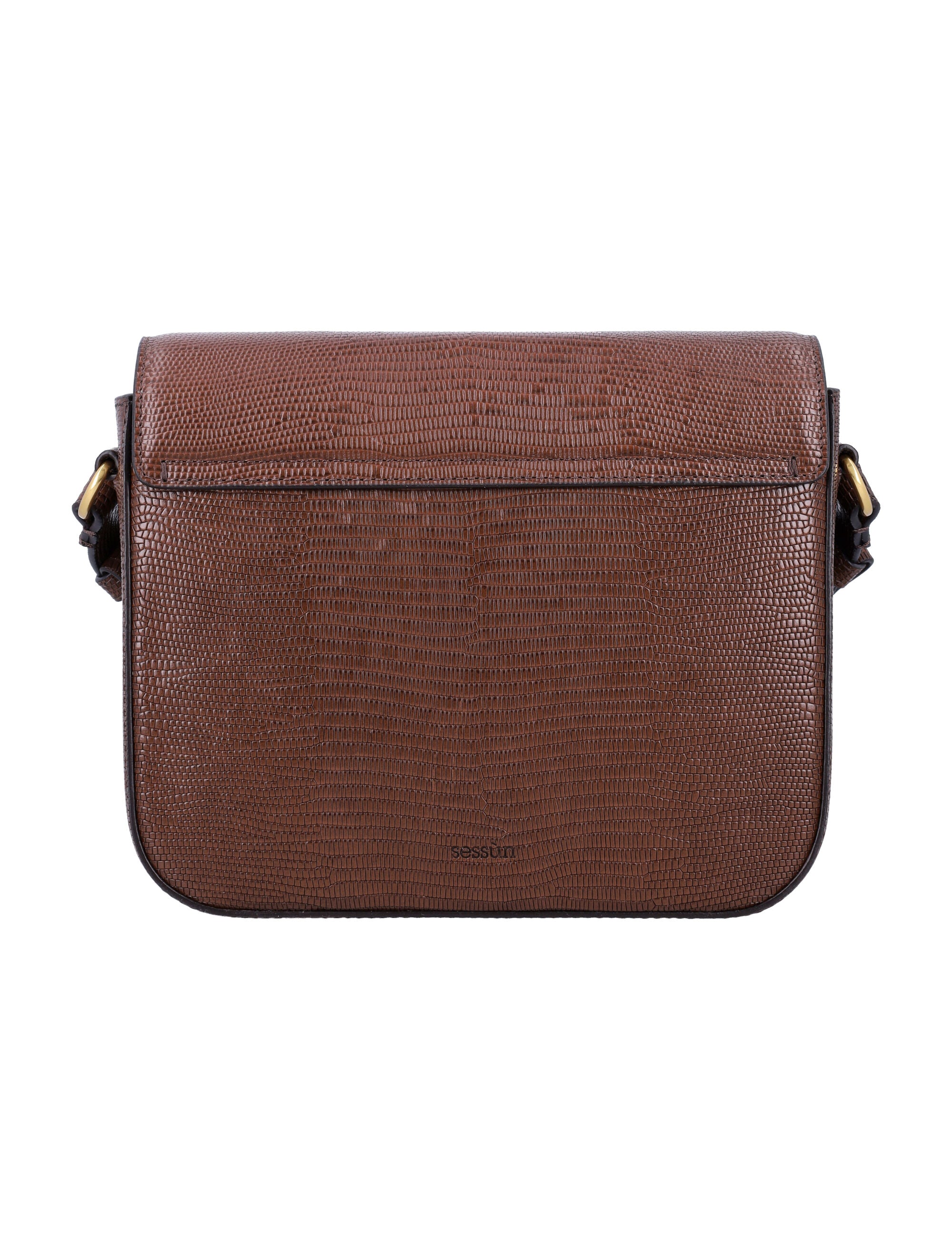 SESSUN Dazzling Mini Lizard-Print Leather Box Handbag