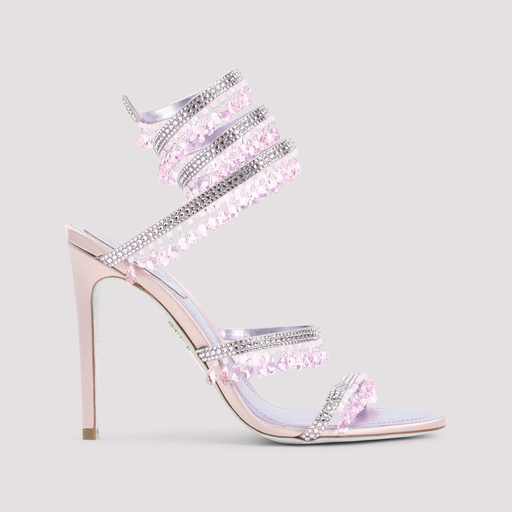 RENE` CAOVILLA Luxury Leather Sandal with 10.5cm Heel Height