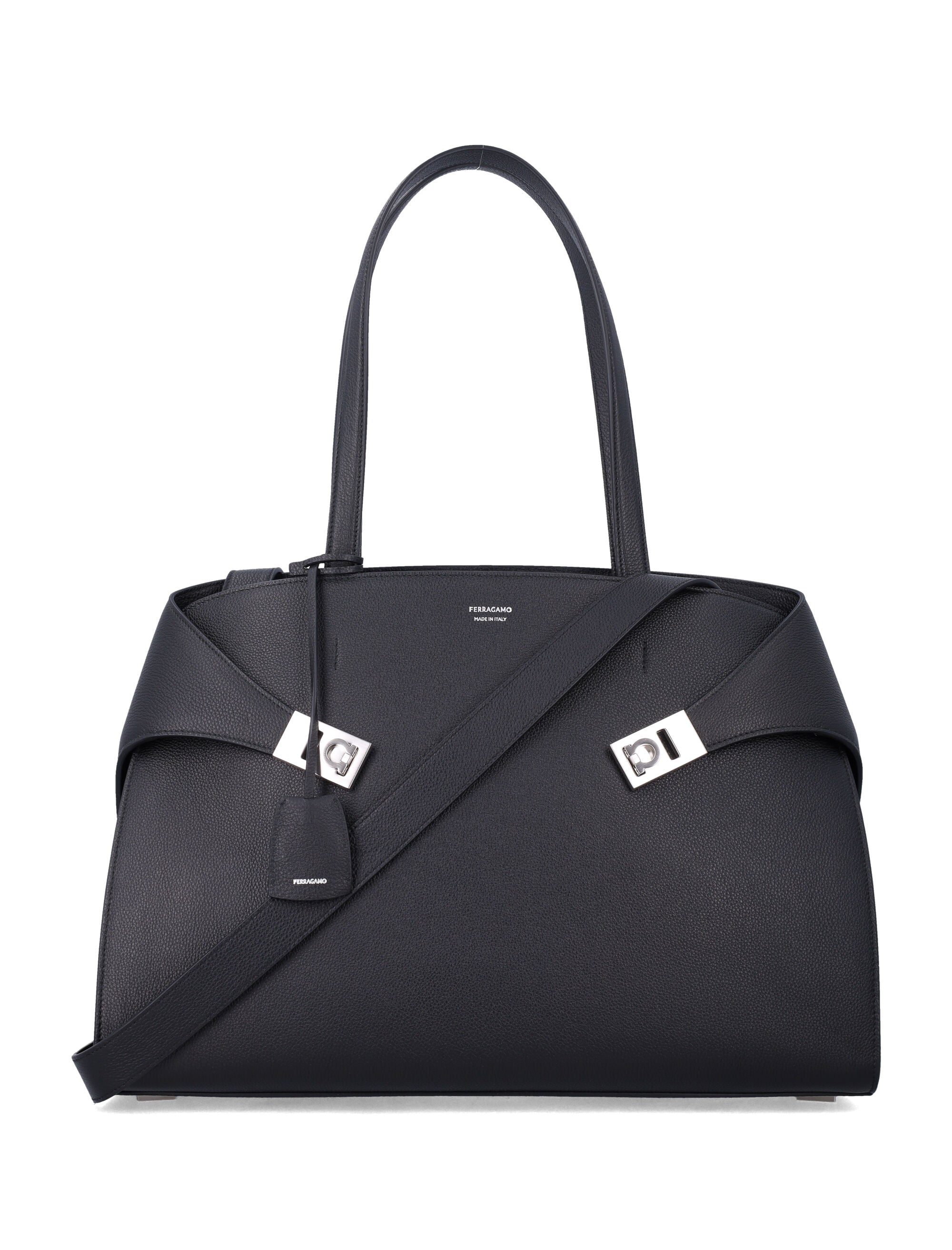 Ferragamo Hug Leather Shoulder Handbag - 30.5 cm x 45 cm x 14 cm