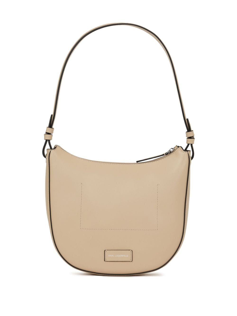 KARL LAGERFELD Circle Moon Sand Mini Handbag with Perforated Logo