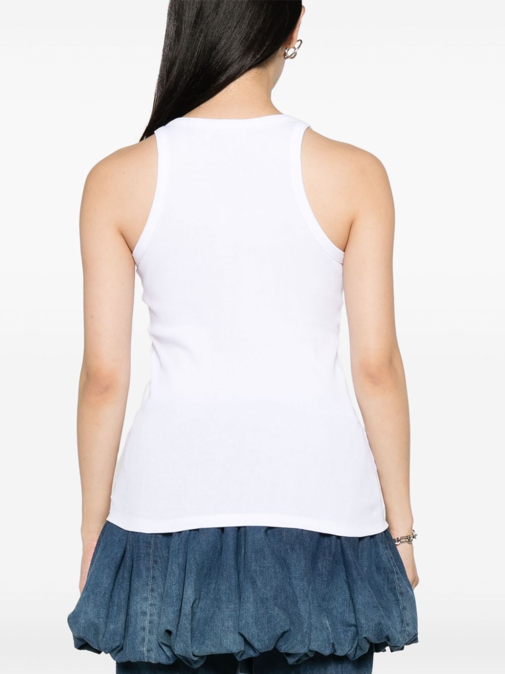 THE ATTICO Ribbed Cotton Tank Top with Piped Trim Detail