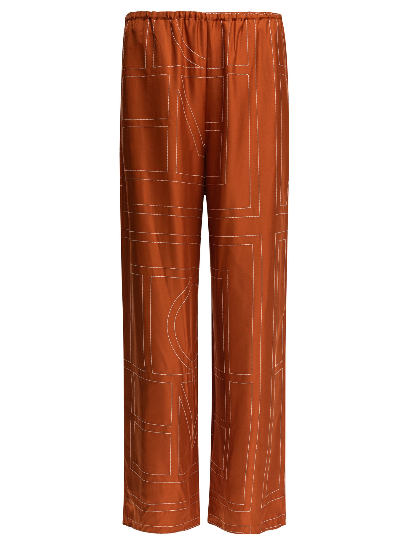 TOTEME Silk Monogram Pajama Bottoms
