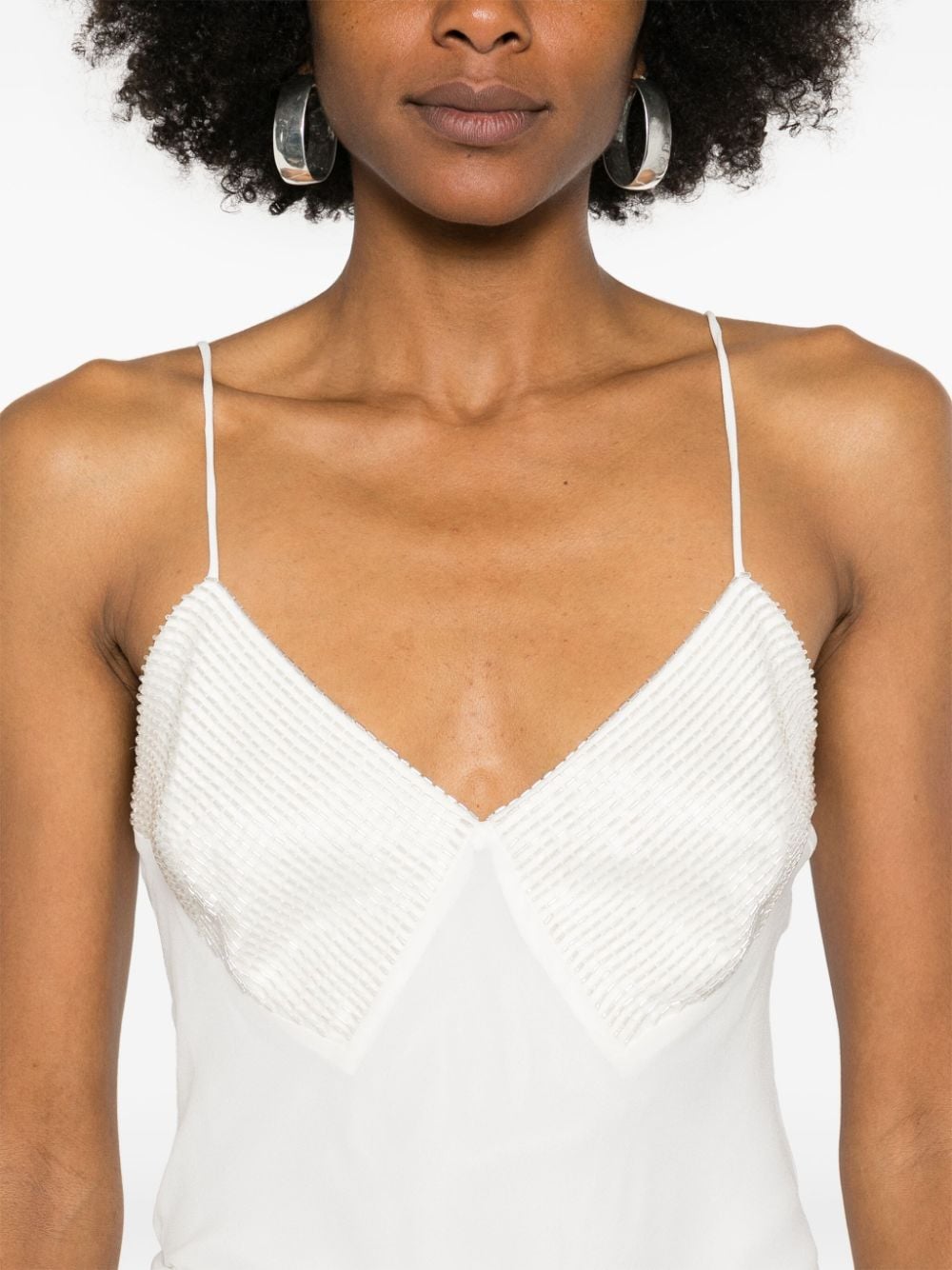 MAX MARA BRIDAL Elegant Silk V-Neck Spaghetti Strap Top