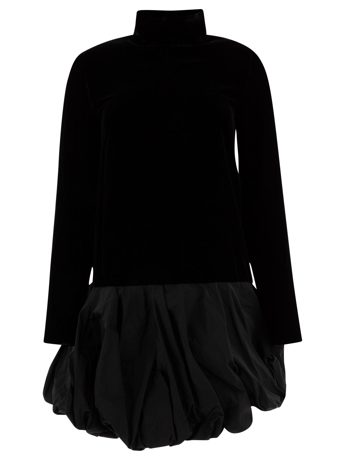 MAX MARA PIANOFORTE Mini Velvet Dress with Ruffled Skirt
