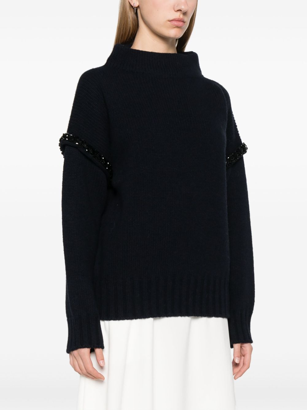 MAX MARA Pure Wool Chunky Knit High Neck Sweater