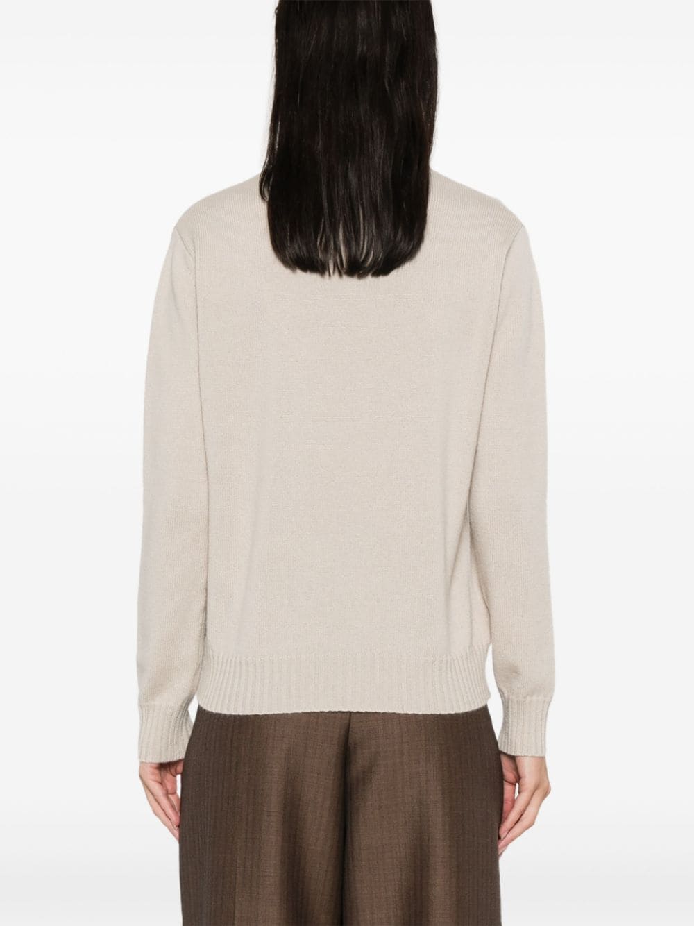MAX MARA Pure Cashmere Sweater - Crew Neck, Long Sleeves, Ribbed Cuffs and Hem