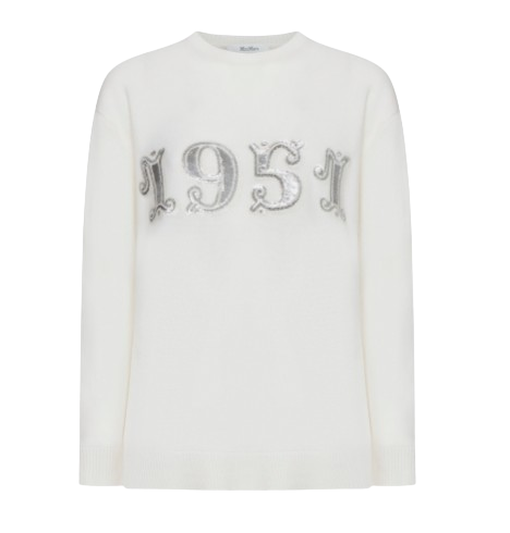 MAX MARA Wool-Cashmere Blend Sequin Embellished Sweater - Crew Neck, Long Sleeves