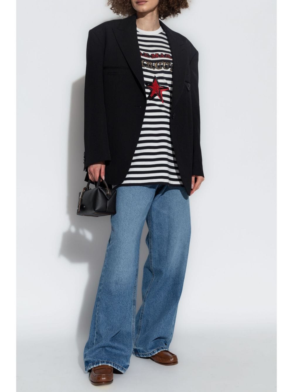 MAX MARA Cotton Crew Neck Top with Rhinestone Embellishments - Women's