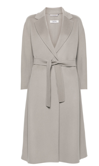 S MAX MARA Medium Length Women's Wool Coat with Detachable Waist Belt