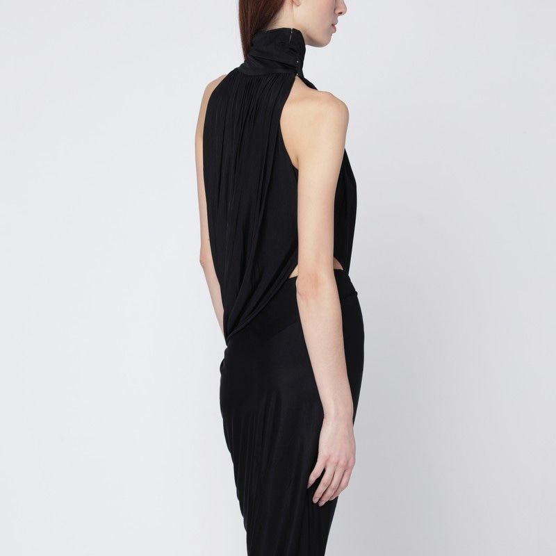 FRANCESCO MURANO Draped Stretch Sleeveless T-Shirt with High Collar and Asymmetric Hem