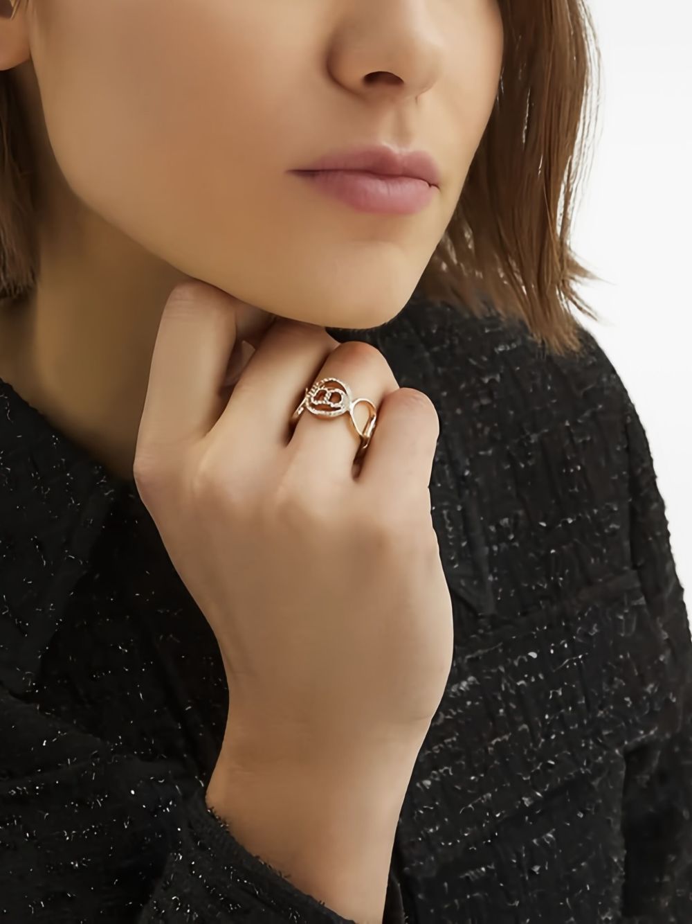 TWIN-SET Gold Open Band Ring with Cut-Out Details