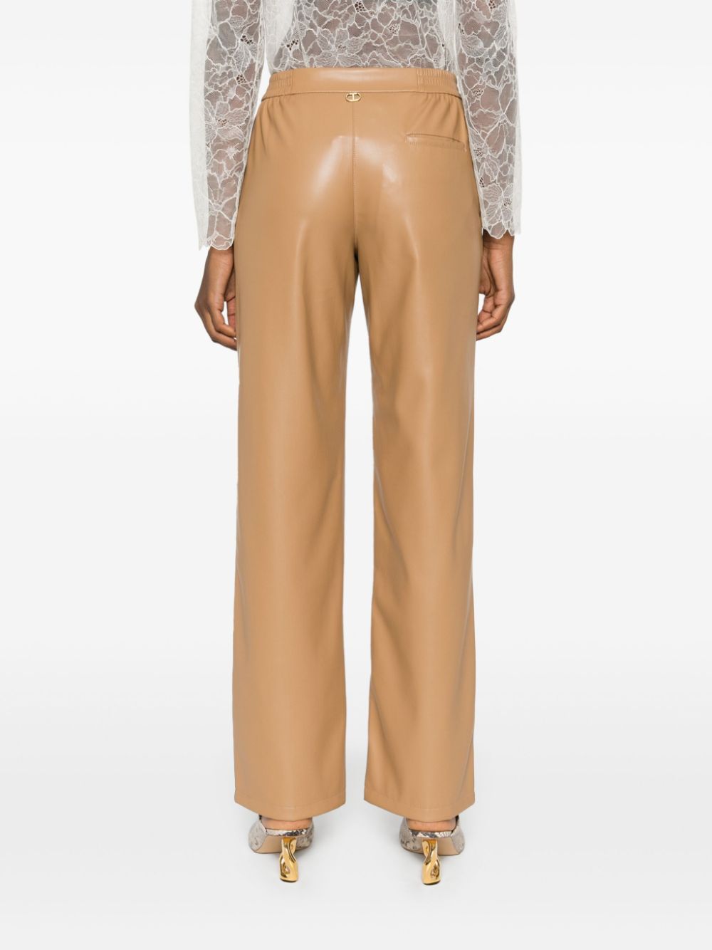 TWIN-SET Faux Leather Straight Leg Trousers