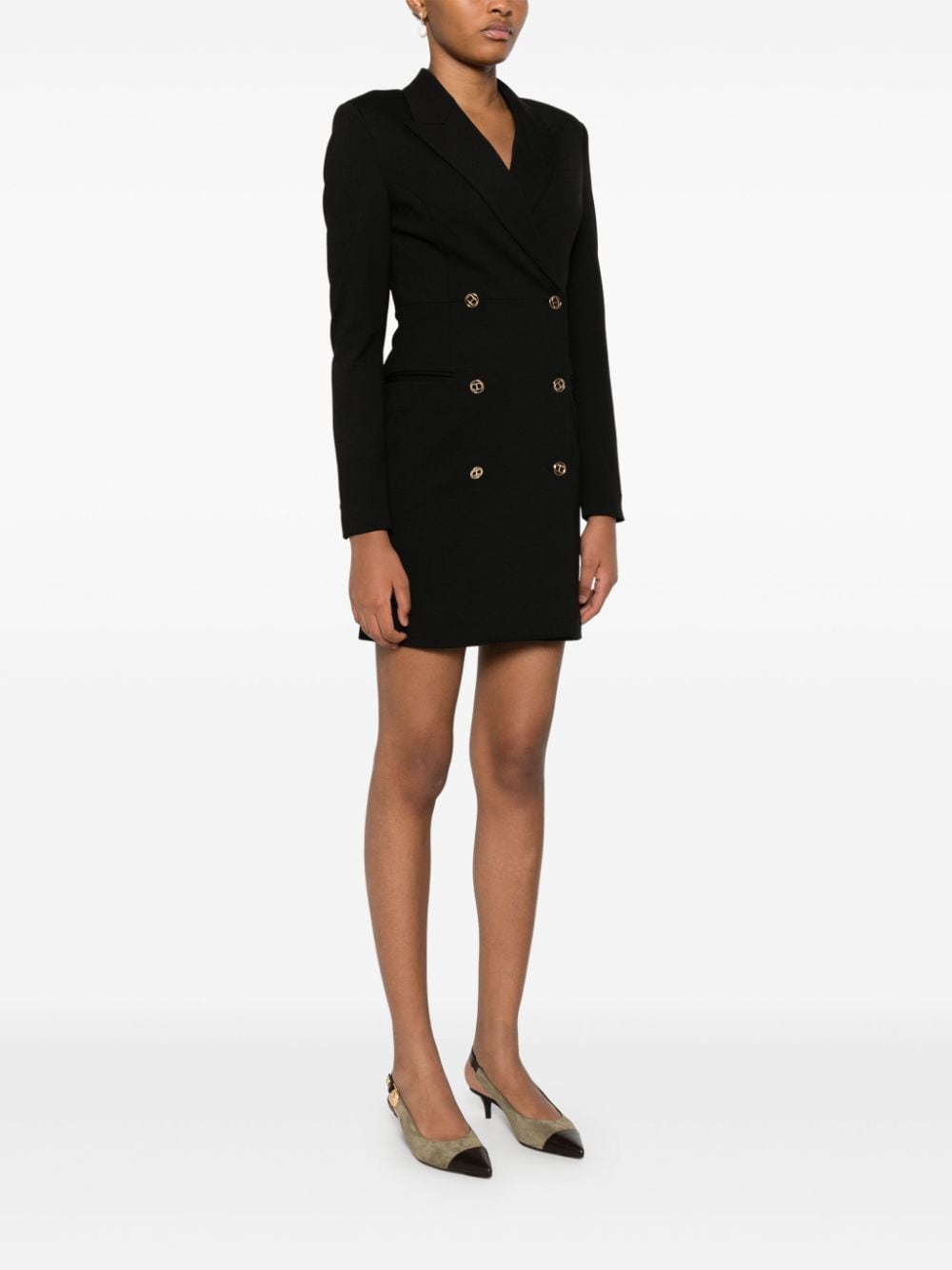 TWIN-SET Mini Double-Breasted Thigh-Length Jacket