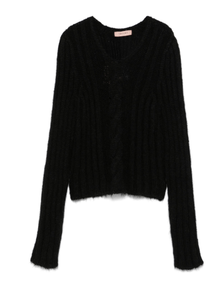 TWIN-SET Wool Blend V-Neck Sweater