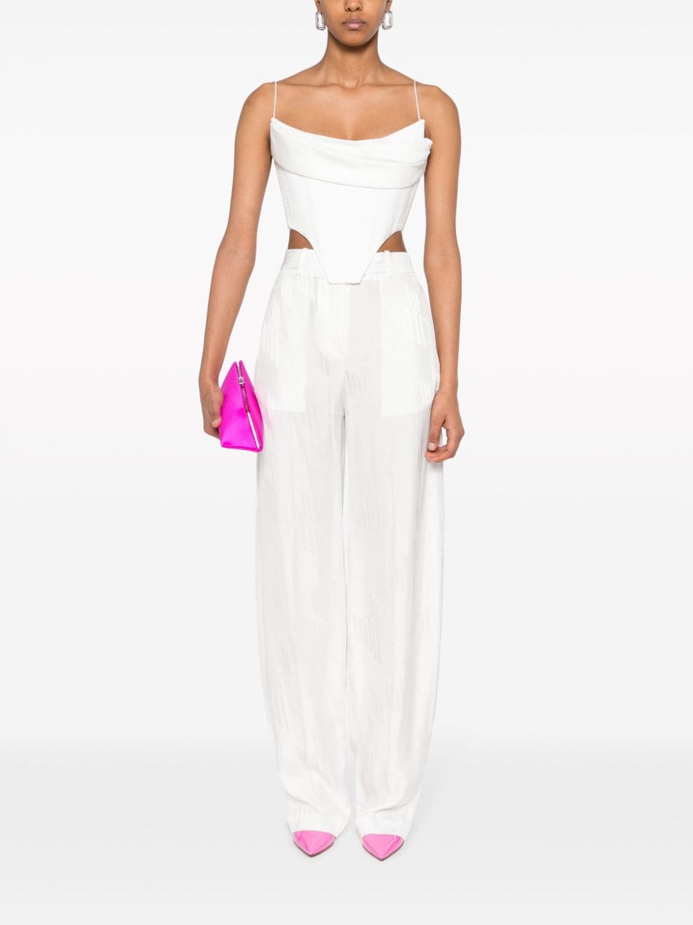 THE ATTICO Satin Jacquard Logo Trousers