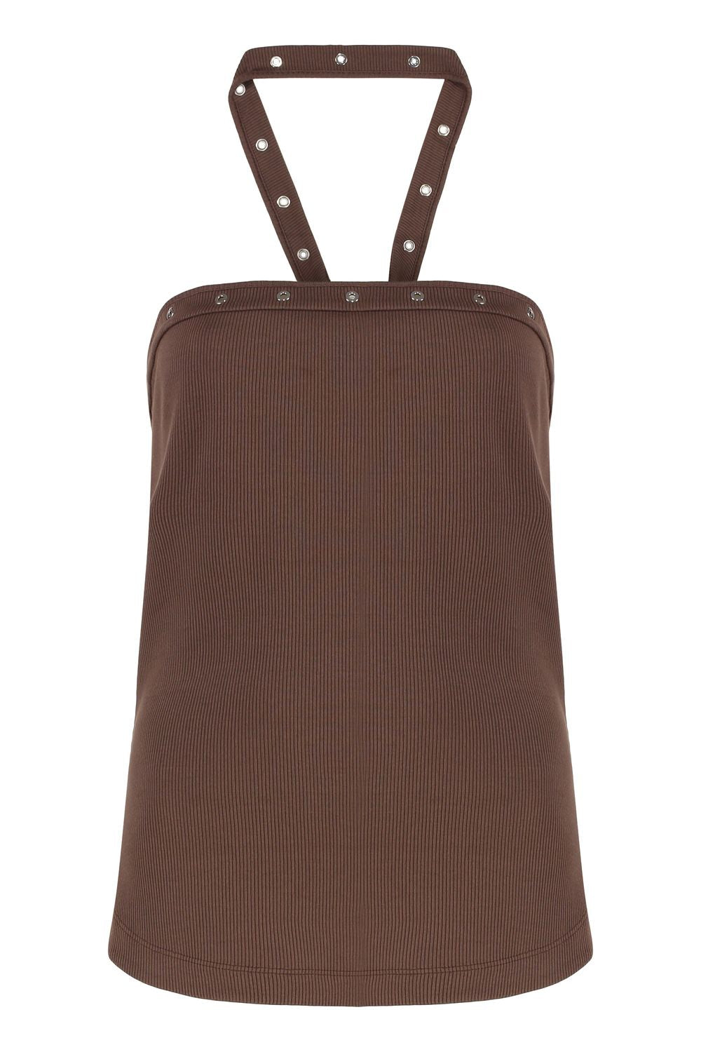 THE ATTICO Ribbed Cotton Top with Back Logo Detail