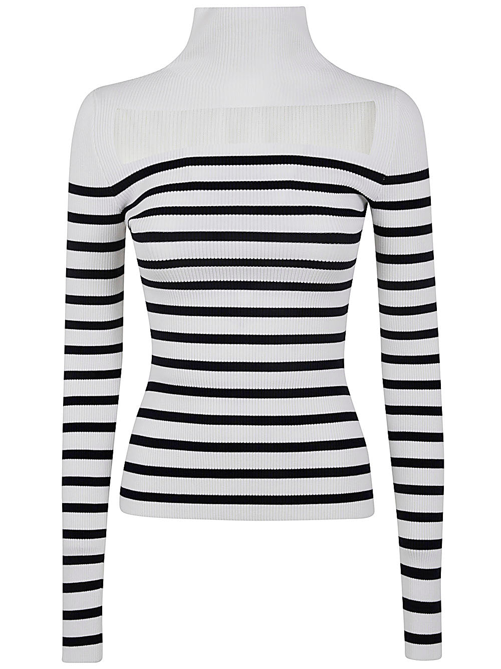 JEAN PAUL GAULTIER Ribbed Mariniere Pullover with Transparent Window Detail