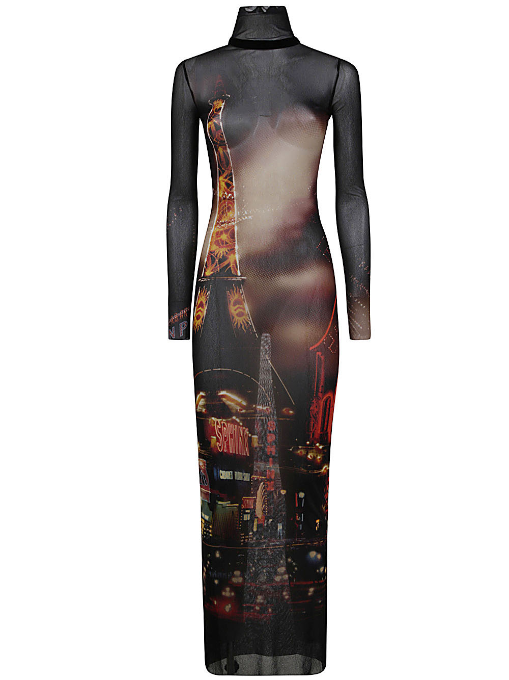 JEAN PAUL GAULTIER Mesh Long Turtleneck Dress - Printed Pigalle, FW24