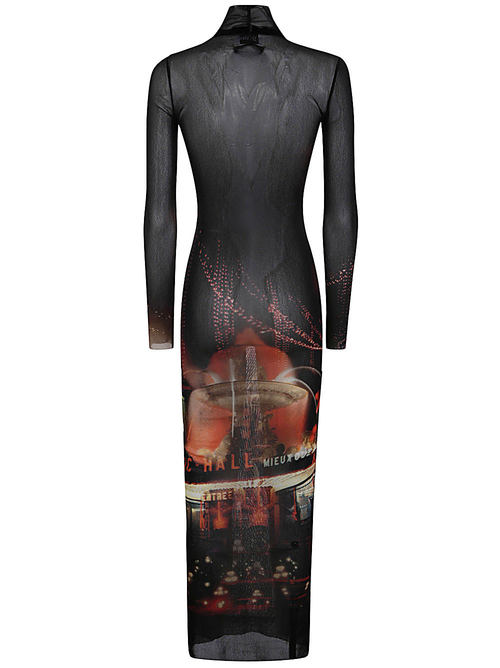 JEAN PAUL GAULTIER Mesh Long Turtleneck Dress - Printed Pigalle, FW24