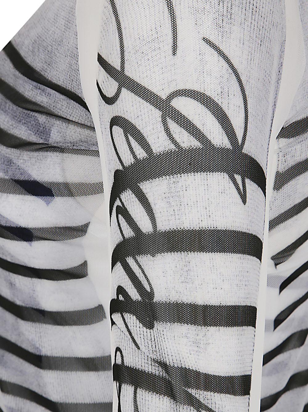 JEAN PAUL GAULTIER Feathers Mariniere Spandex and Mesh Longsleeve Top - Women's