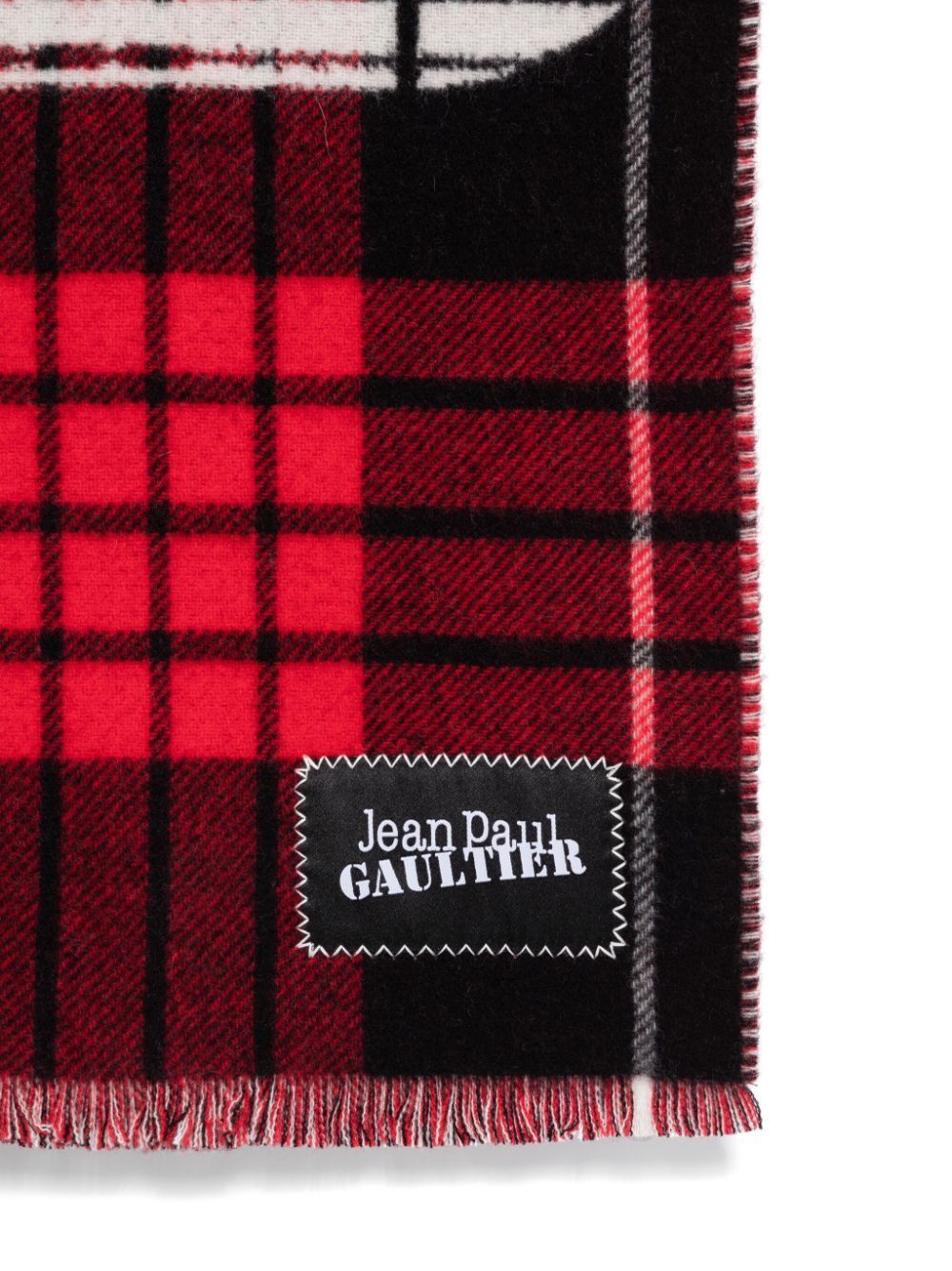 JEAN PAUL GAULTIER Tartan Wool Scarf with Logo