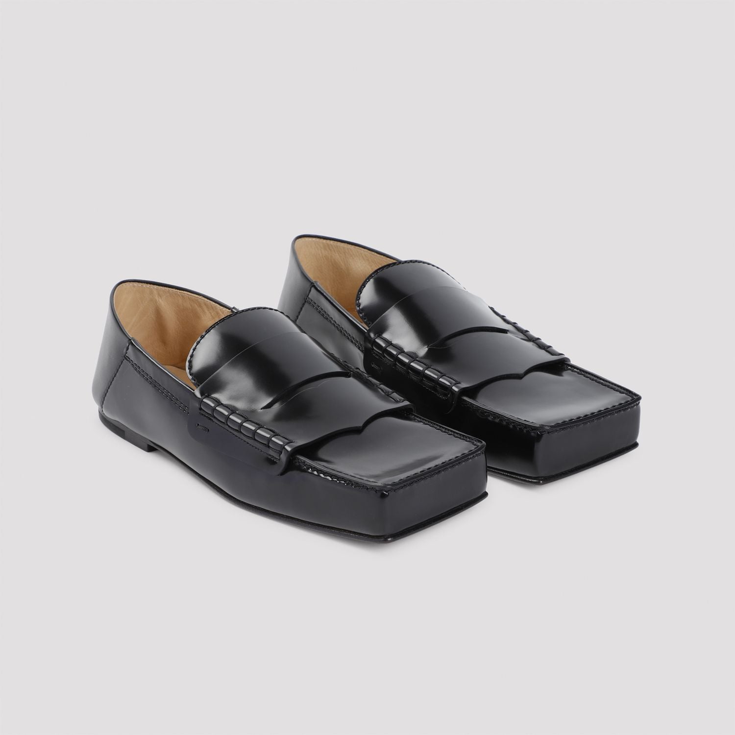 JACQUEMUS Square Toe Loafers with Dust Handbag