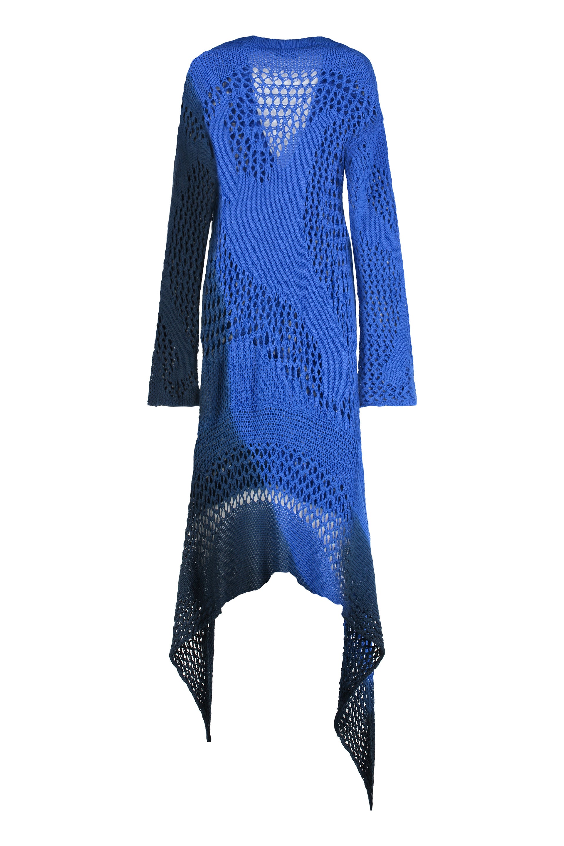 THE ATTICO Asymmetric Hem Openwork-Knit Dress