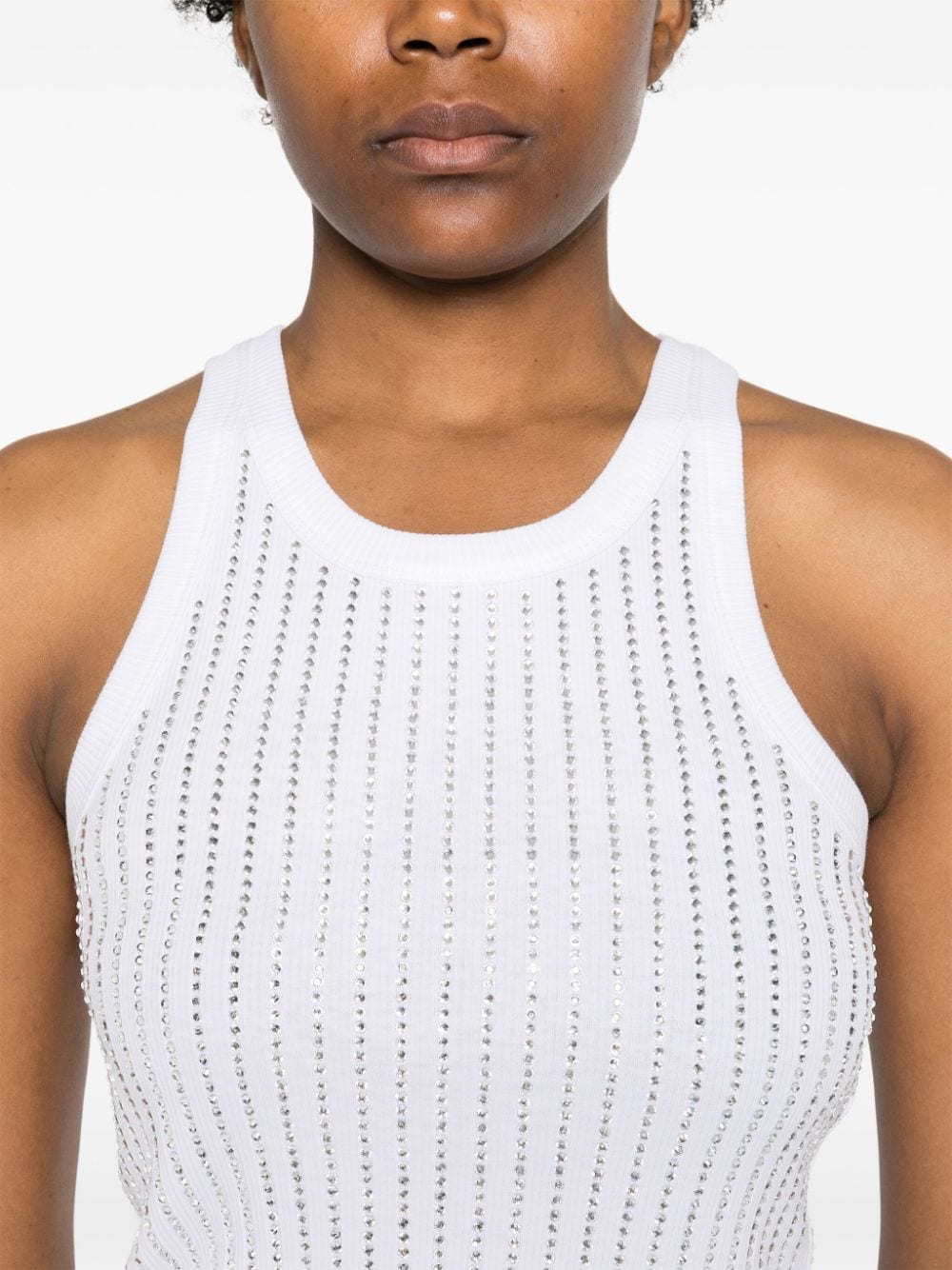 THE ATTICO Rhinestone-Embellished Cotton Tank Top