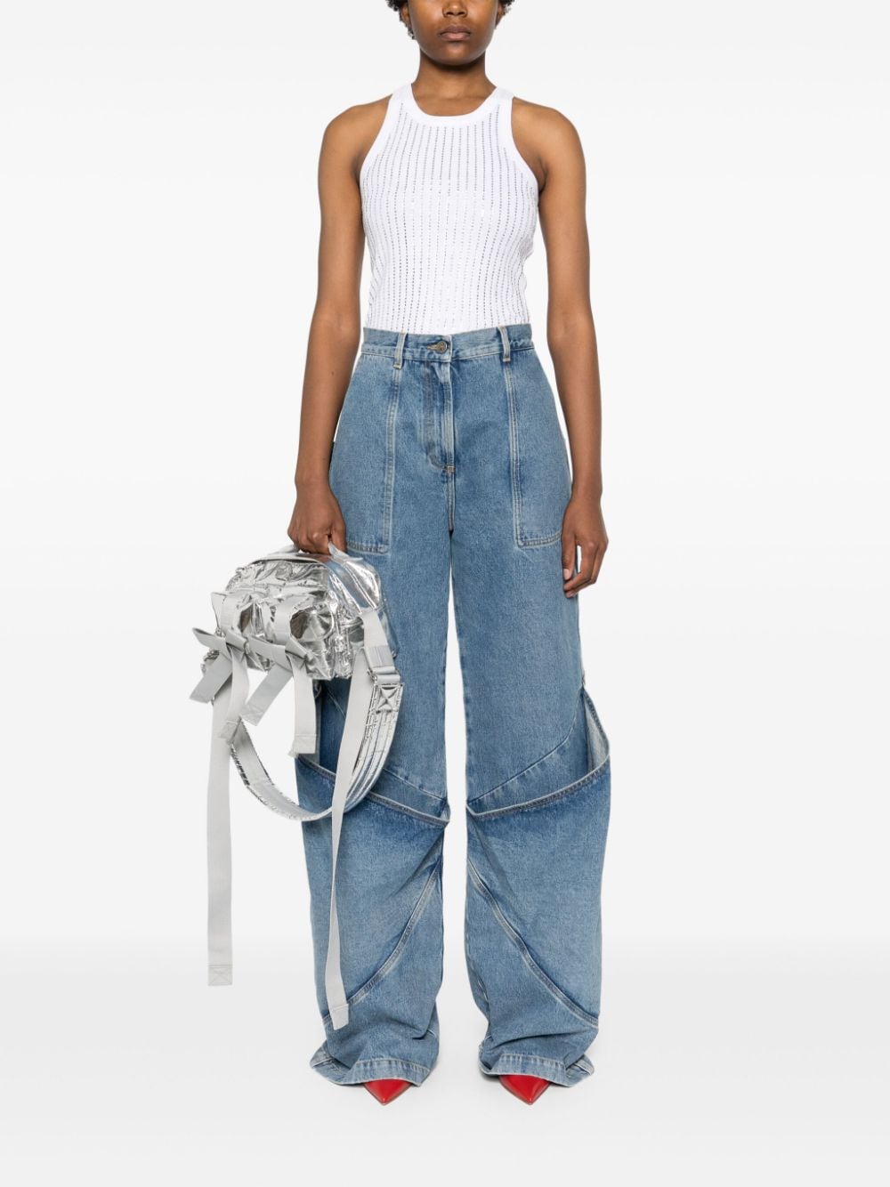 THE ATTICO Ribbed Knit Scoop Neck Mini Top