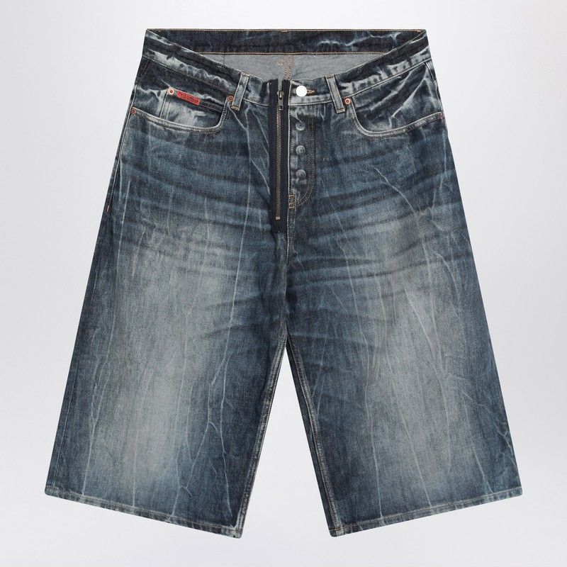 MARTINE ROSE Men's Bermuda Shorts in Acid Wash Denim