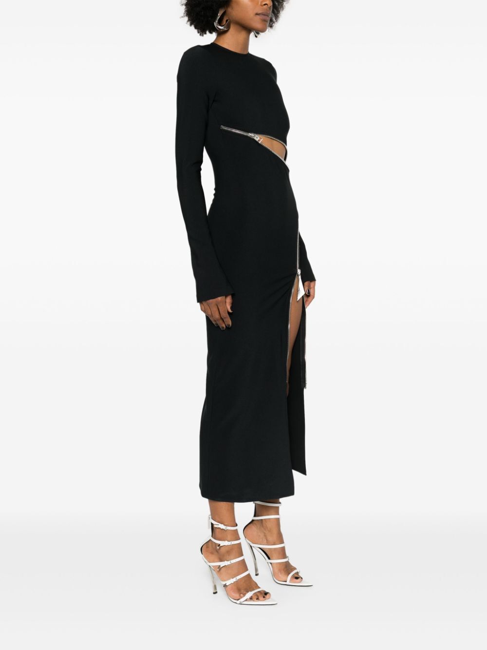 THE ATTICO Elegant Midi Dress with Exposed Zip Detail