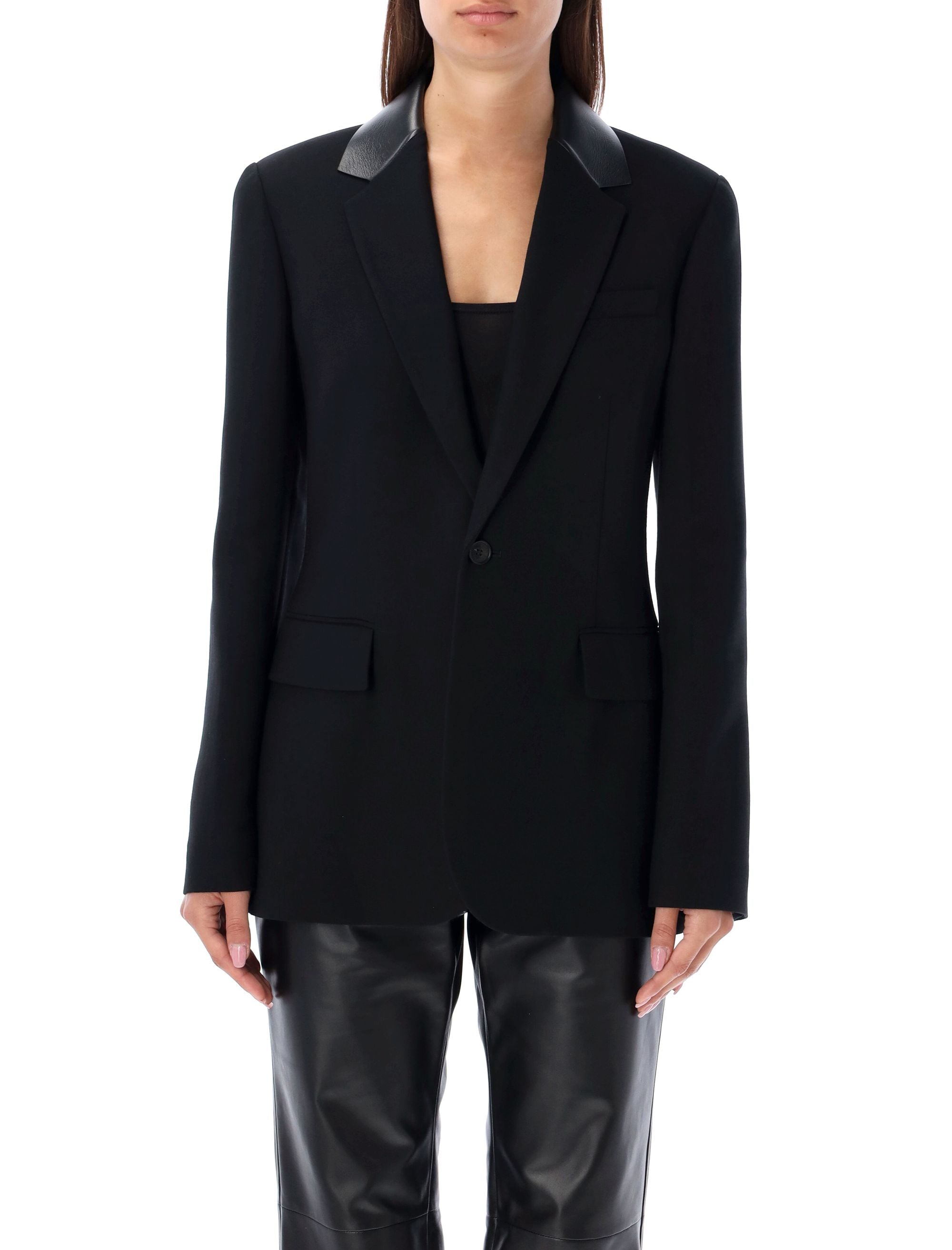 RALPH LAUREN Women's Tailored Blazer with Leather Collar - Size 6