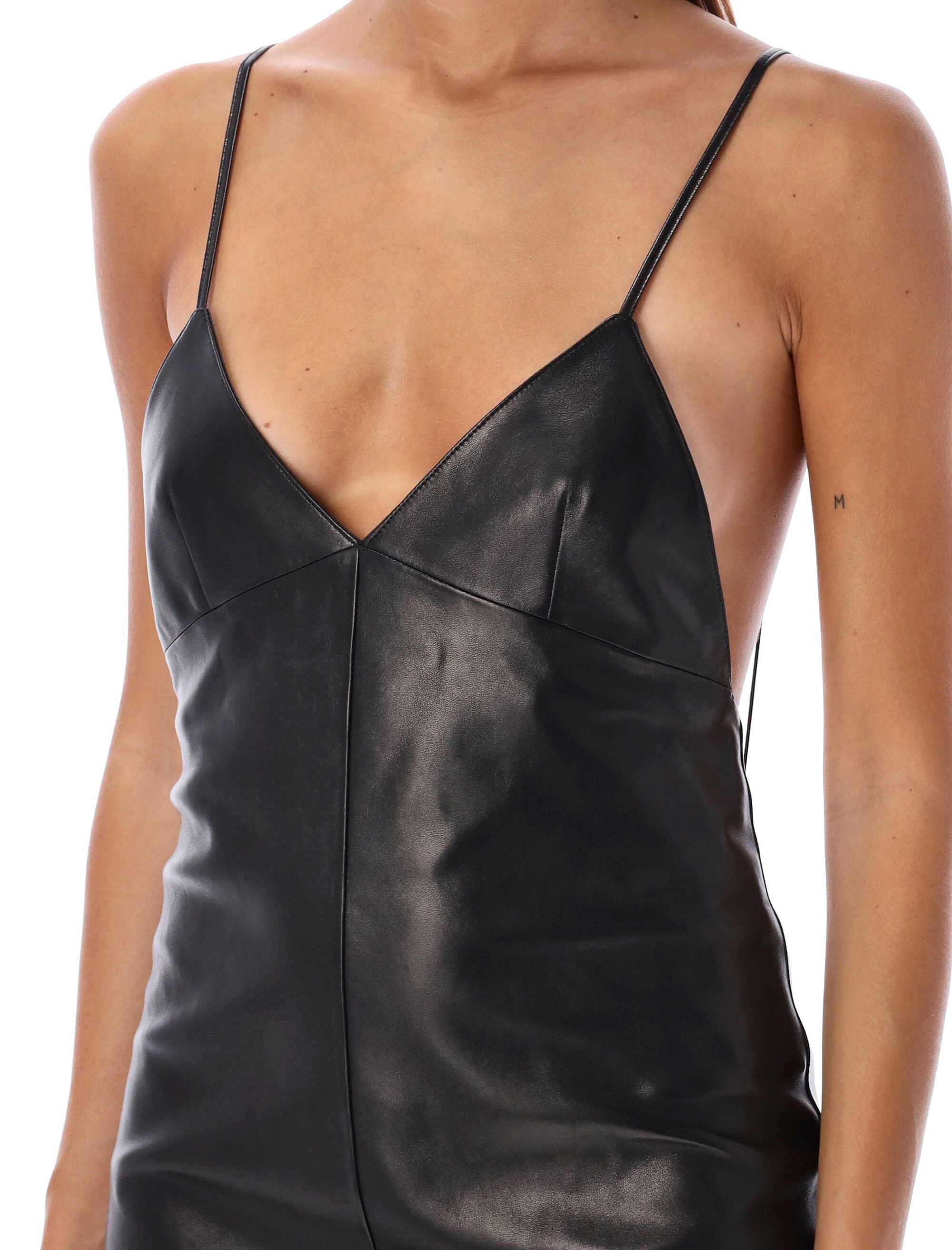 SAINT LAURENT Mini Leather Slip Dress