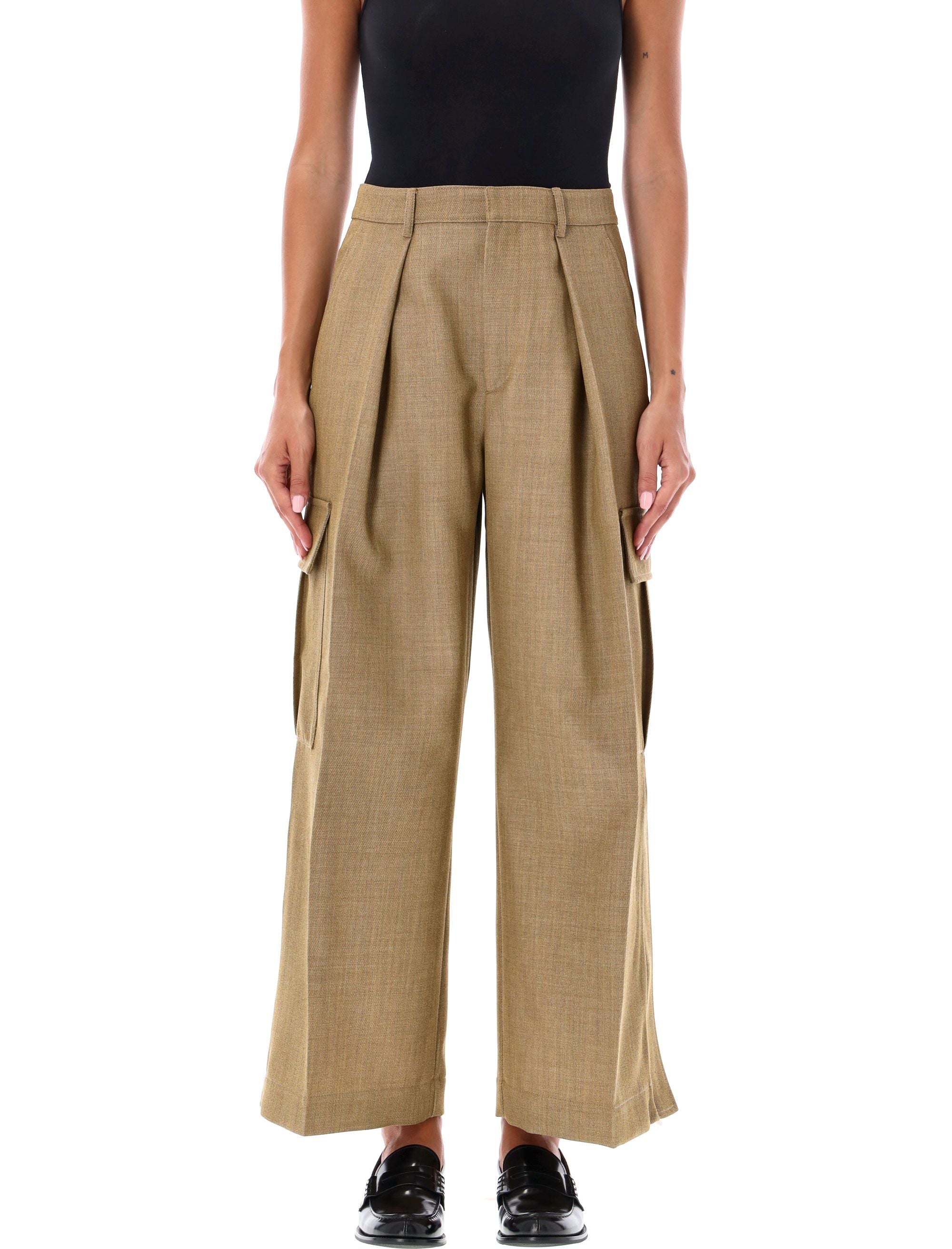 BURBERRY Wide-Leg Wool Blend Pants - Size 8