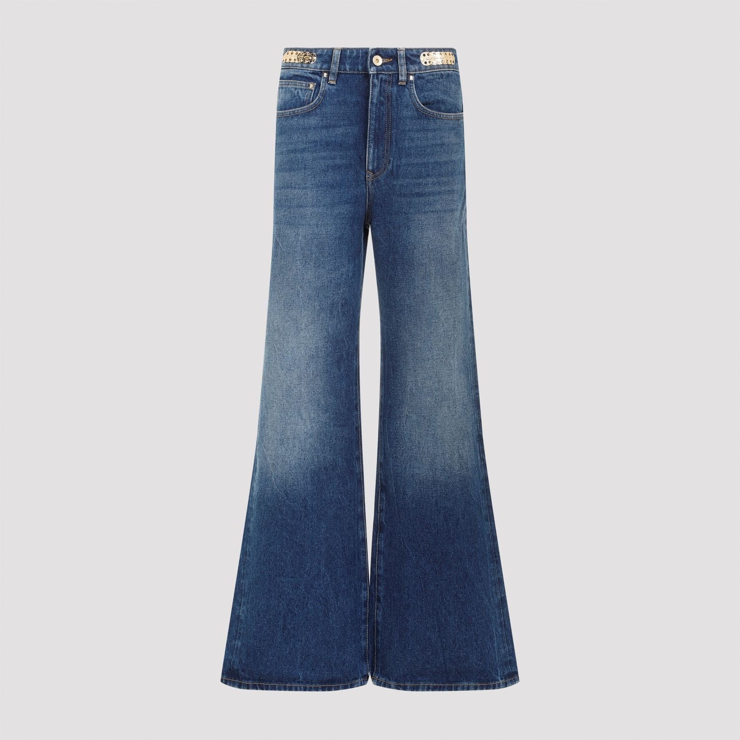 PACO RABANNE High-Rise Boyfriend Jeans with Decorative Metallic Details