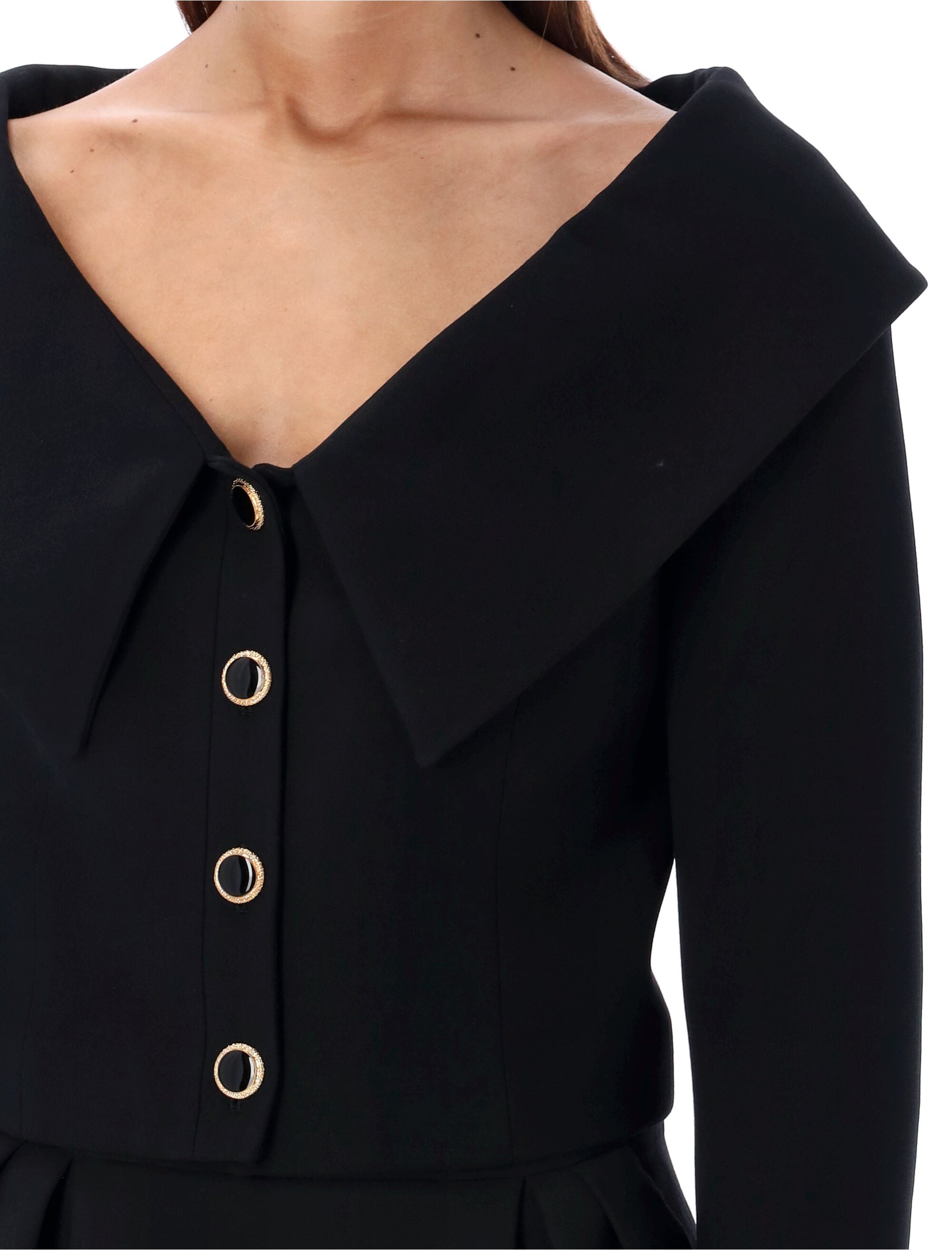ALESSANDRA RICH Off Shoulder Mini Wool Jacket