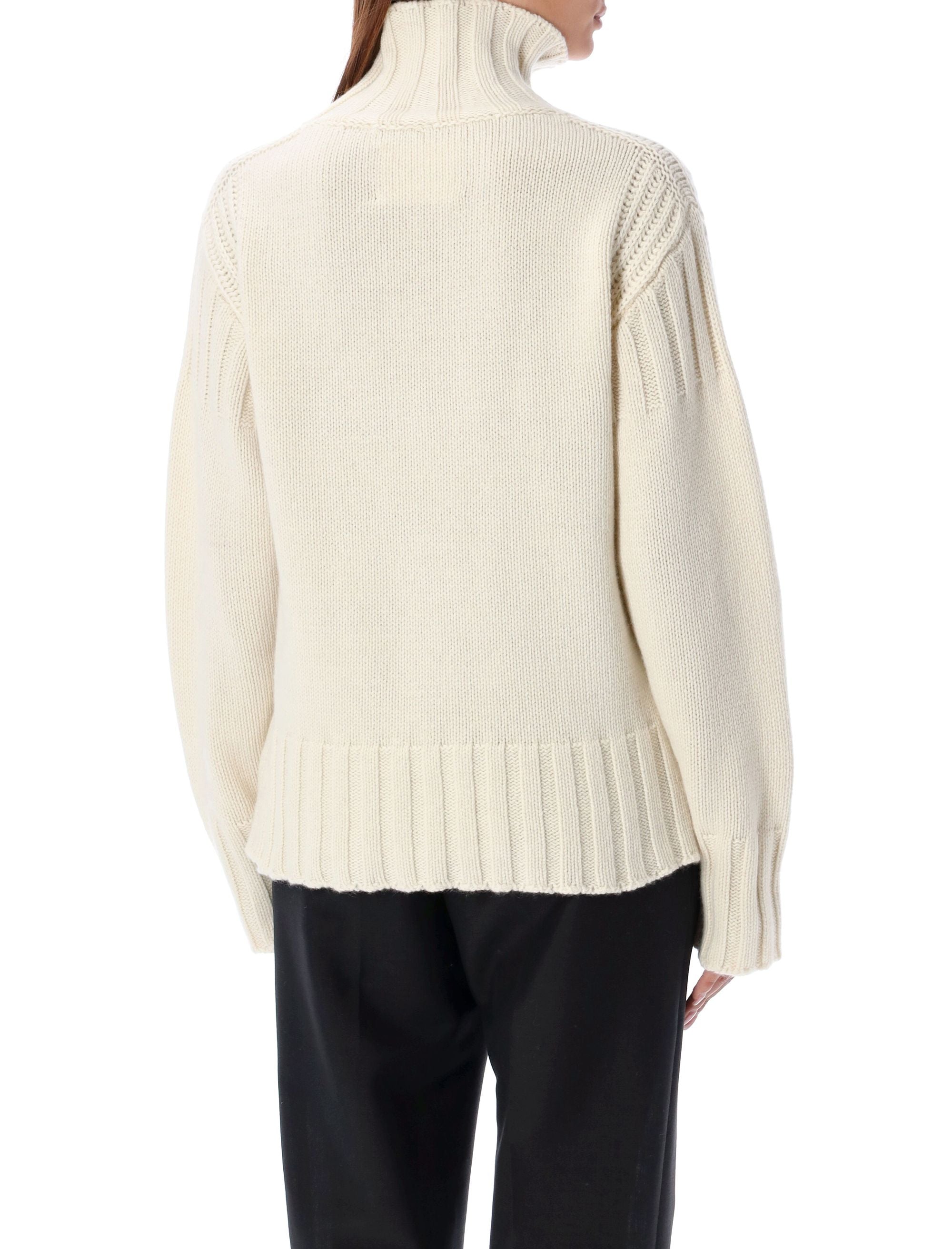 JIL SANDER Relaxed Fit High Neck Cashmere Sweater - Size 34