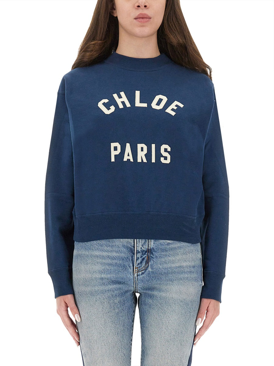CHLOÉ Cotton Fleece Logo Pullover - Regular Fit