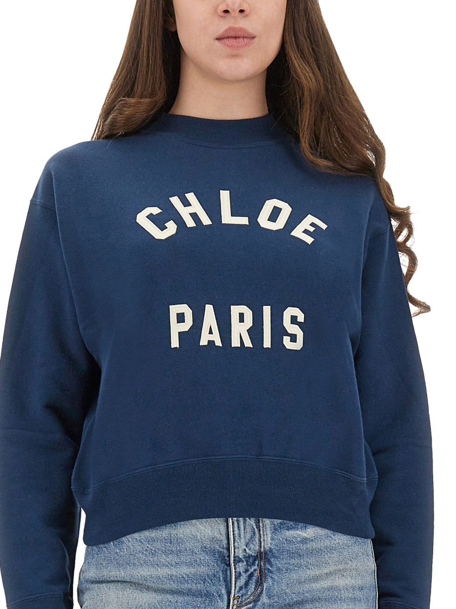 CHLOÉ Cotton Fleece Logo Pullover - Regular Fit