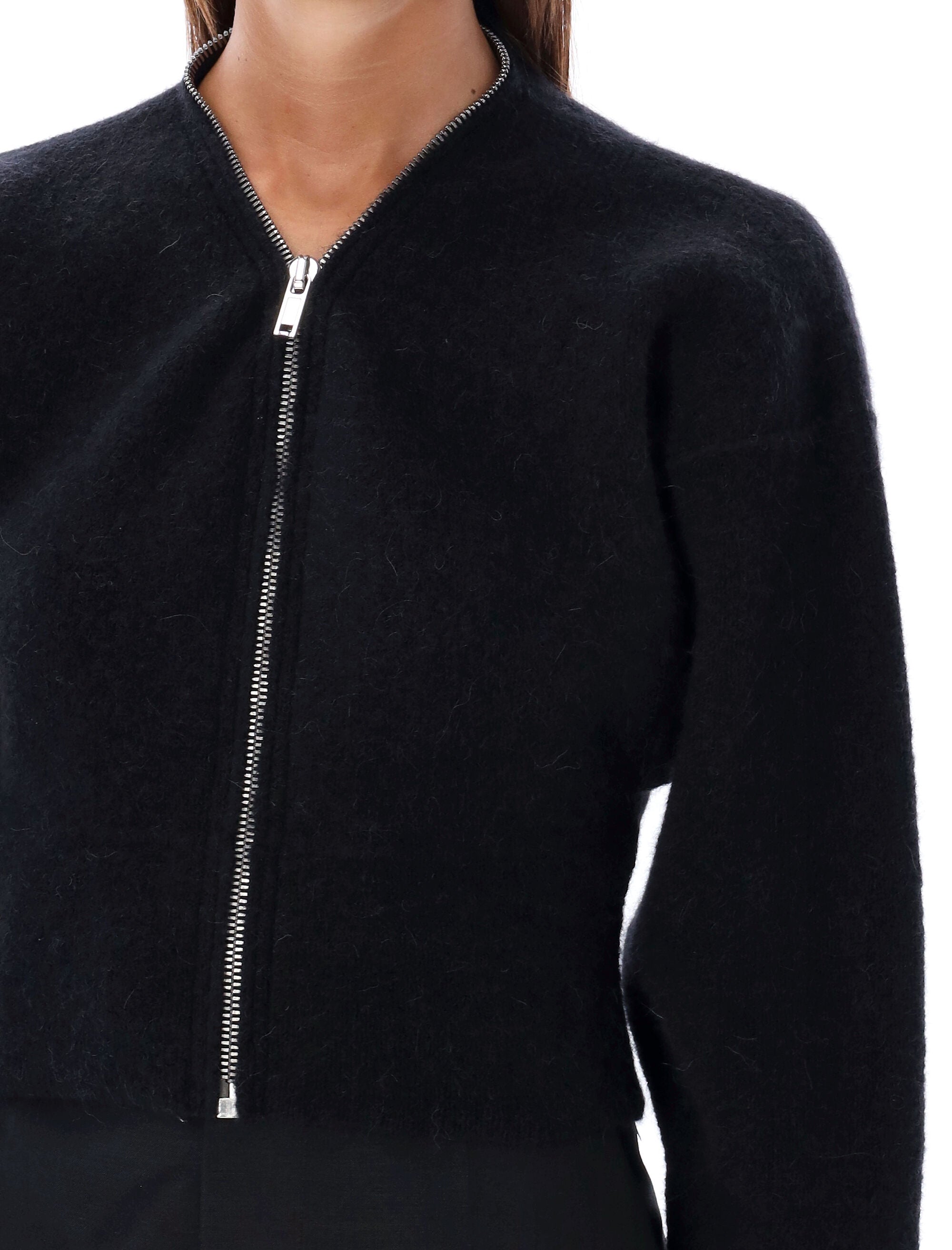 RICK OWENS Cropped Zip Cardigan with Batwing Sleeves - Size M