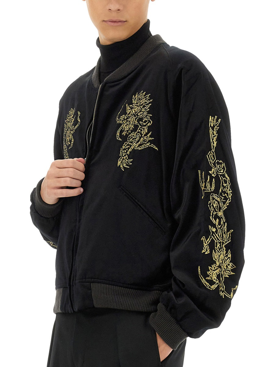 SASQUATCHFABRIX Souvenir Jacket with Eastend Dragon Design - Regular Fit