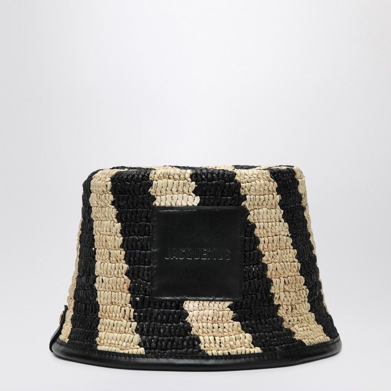 JACQUEMUS Striped Raffia Bucket Hat