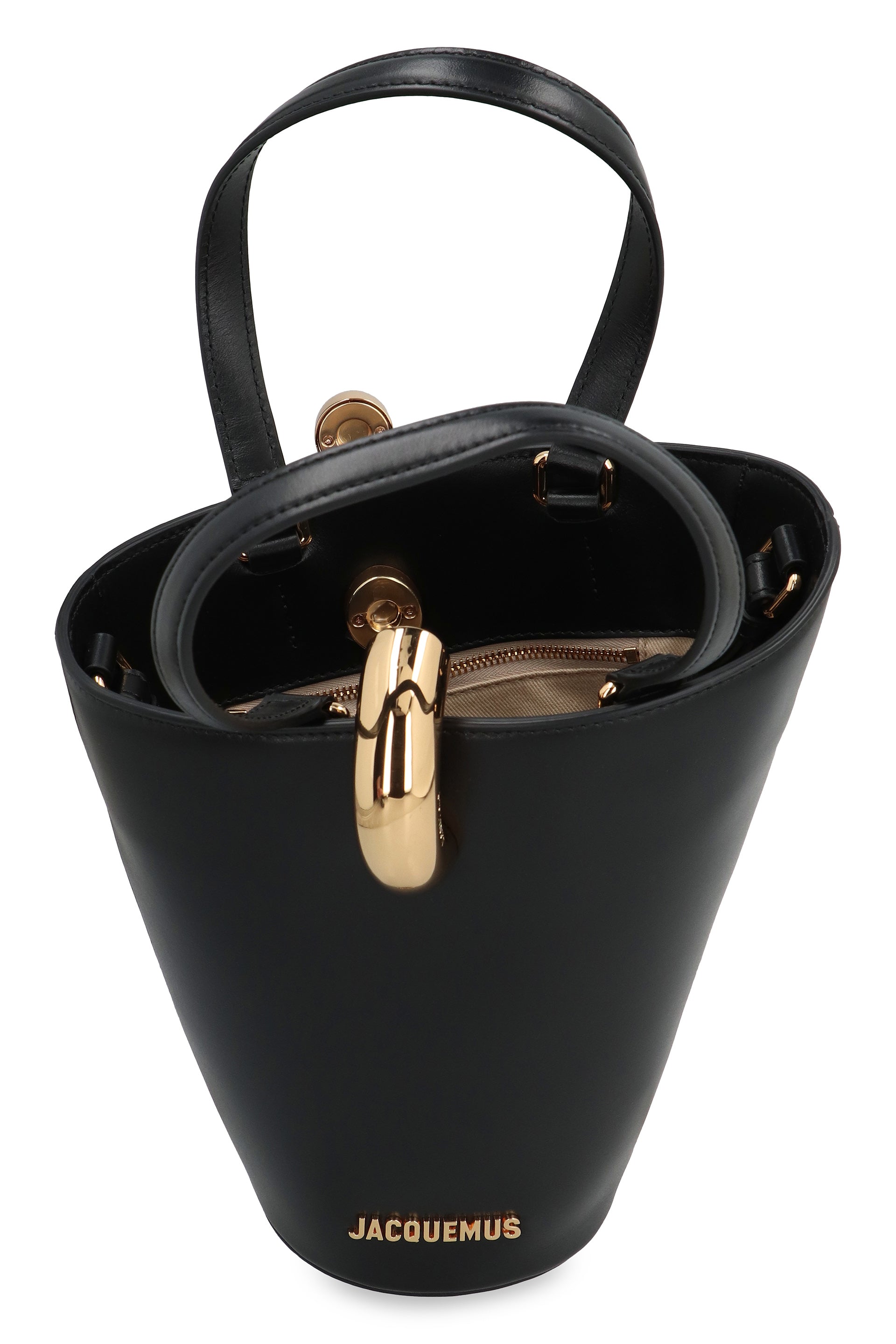 JACQUEMUS Mini Leather Bucket Handbag with Adjustable Strap